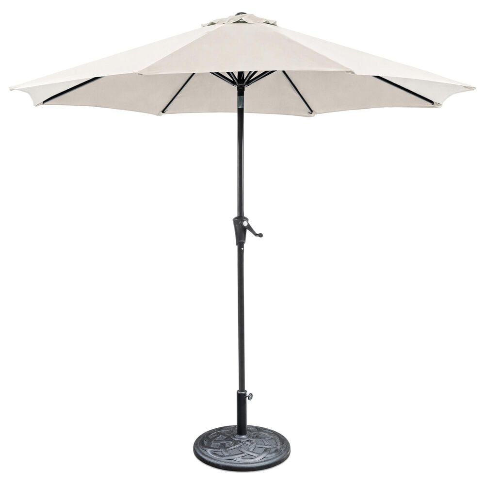Furniture of America Dawn 9" Push Button Tilt and Crank Lift Octagon Patio Umbrella with Base in Beige, , large
