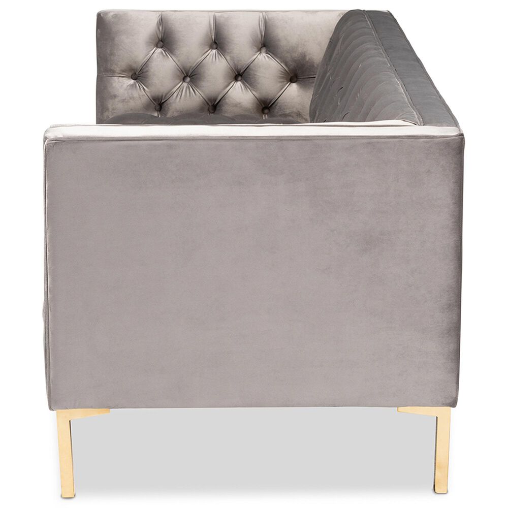 Baxton Studio Zanetta Stationary Sofa in Gray Velvet, , large