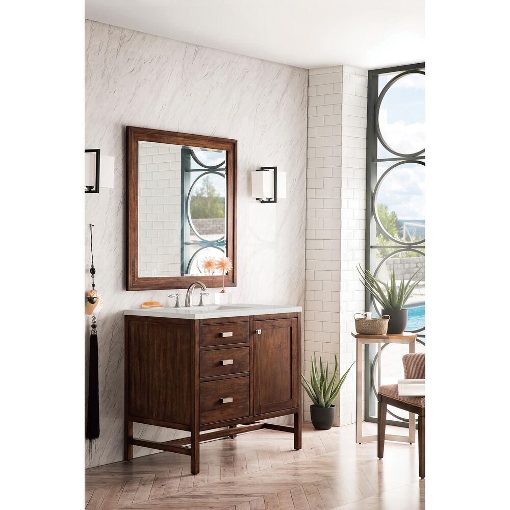 James Martin Vanities Addison 36" Single Bathroom Vanity in Mid-Century Acacia with 3 cm Lime Delight Quartz Top and Rectangular Sink, , large