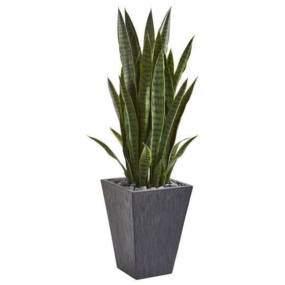 Nearly Natural Inc 45in Sansevieria Artificial Plant in Slate Planter