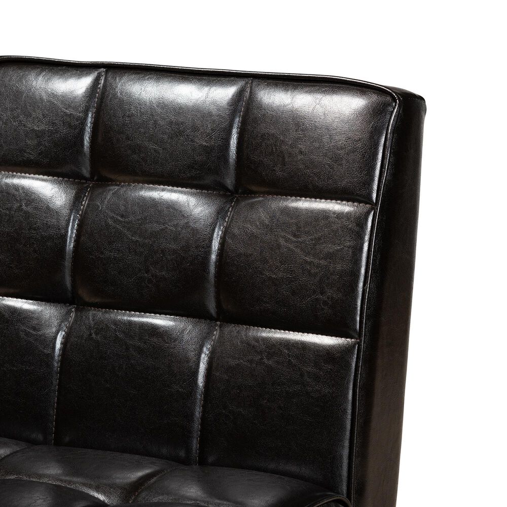 Baxton Studio Sanford Side Chair with Dark Brown Cushion in Walnut Brown, , large