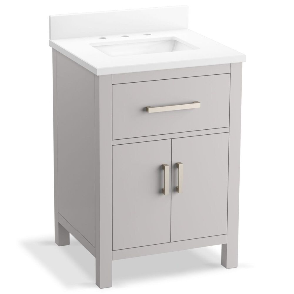 Kohler Kresla 24" Single Bathroom Vanity in Atmos Grey with 3 cm White Quartz Top and Rectangular Sink, , large