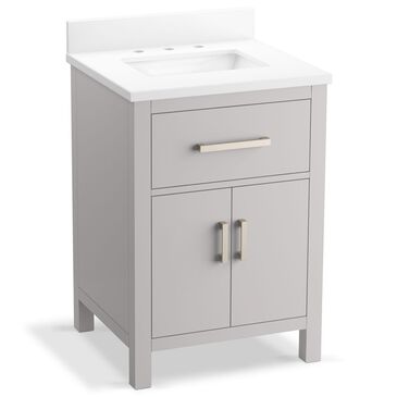 Kohler Kresla 24" Single Bathroom Vanity in Atmos Grey with 3 cm White Quartz Top and Rectangular Sink, , large