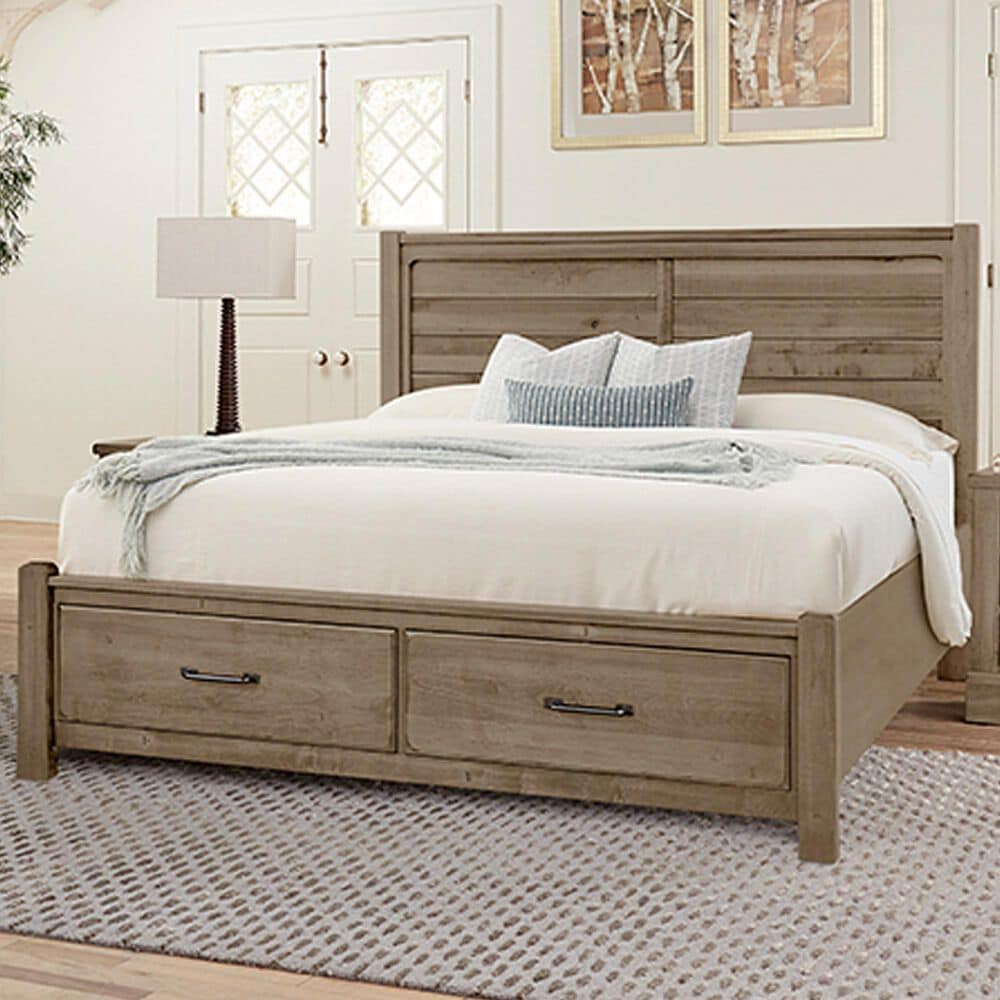 Viceray Collections Cool Rustic Queen Storage Bed in Stone Grey, , large
