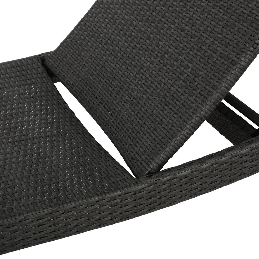 Hearth and Haven Salem PE Wicker Chaise Lounge in Grey &#40;Set of 2&#41;, , large