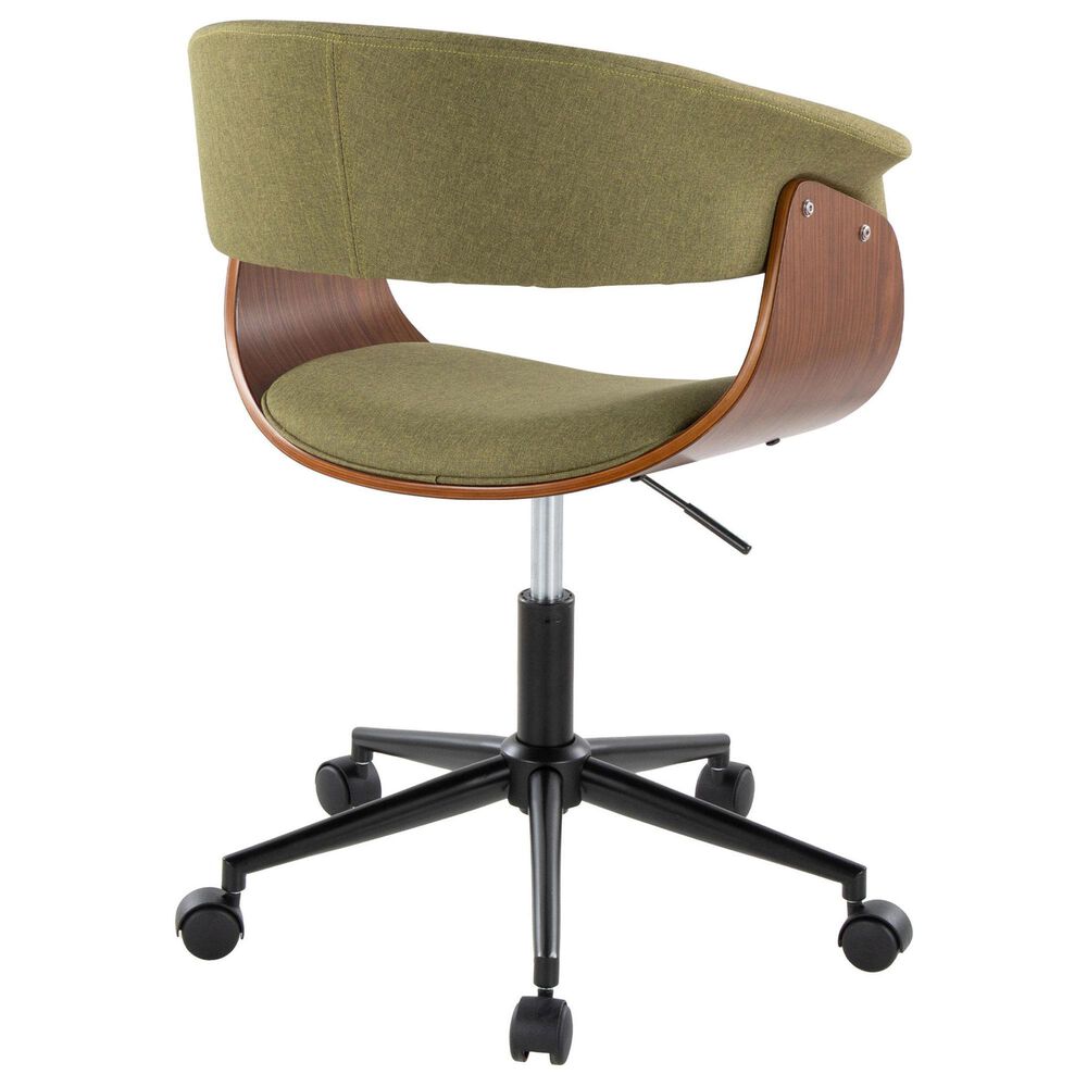 Lumisource Vintage Mod Office Chair with Green Cushion in Walnut and Black, , large