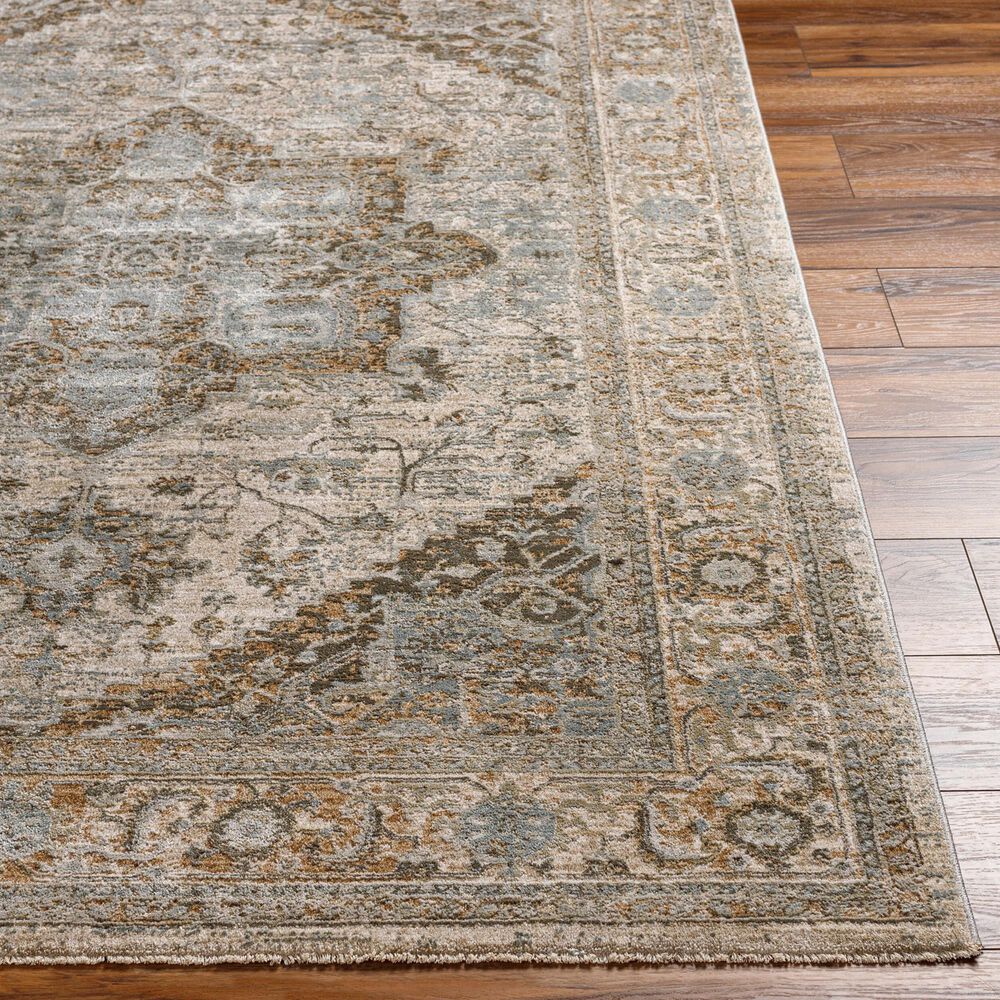 Surya Brunswick 2&#39;7&quot; x 7&#39;3&quot; Dusty Sage, Charcoal, Olive, Light Gray, Taupe, White, Teal and Light Beige Runner, , large