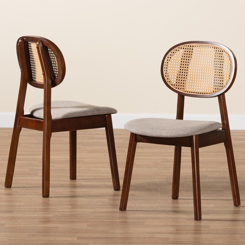Baxton Studio Darrion Side Chair in Walnut Brown and Light Brown (Set of 2), , large