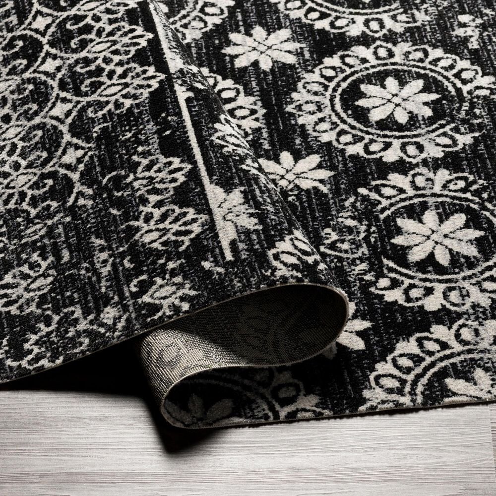 Surya Lavadora 2&#39;7&quot; x 7&#39;3&quot; Black, Gray and Light Gray Runner, , large
