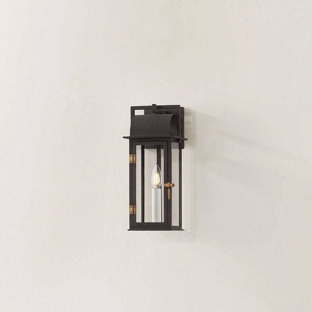 Troy Lighting Bohen 6" 1-Light Exterior Wall Sconce in French Iron and Patina Brass, , large