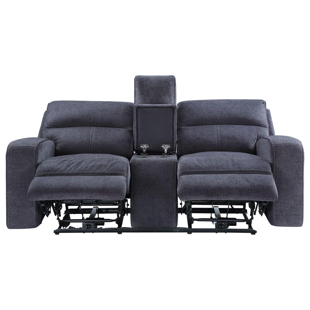 Steve Silver Lovell Power Console Loveseat in Charcoal, , large