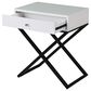 HOMLUX 1-Drawer Nightstand with Cross Base in White and Black, , large