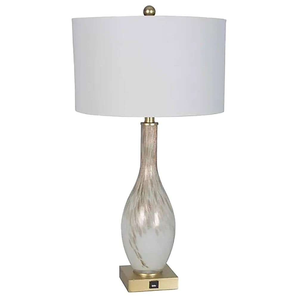 Lamps Per Se 28.125" Table Lamp in White and Gold Glitter, , large