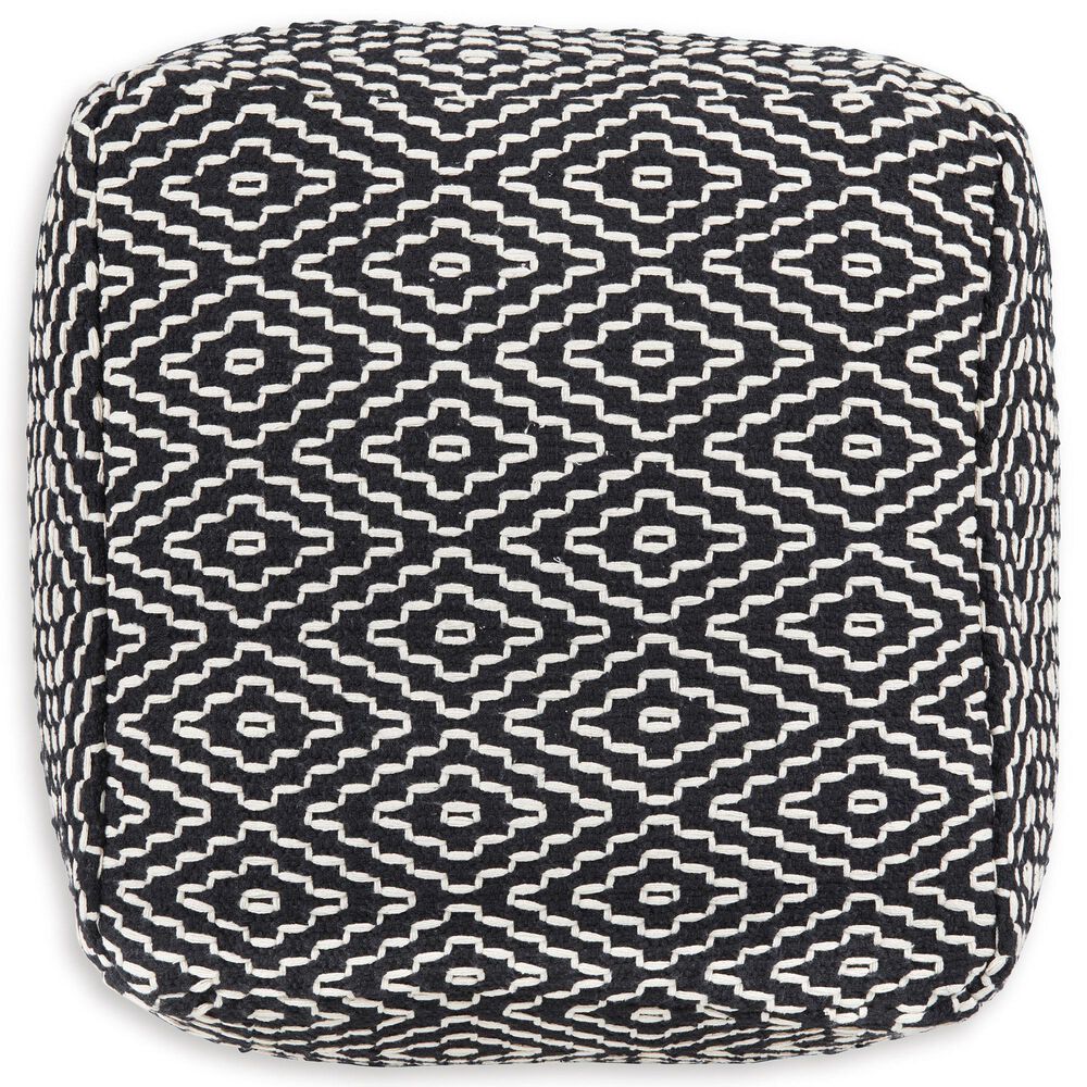 Ashley Jasett Pouf in Black and Ivory, , large