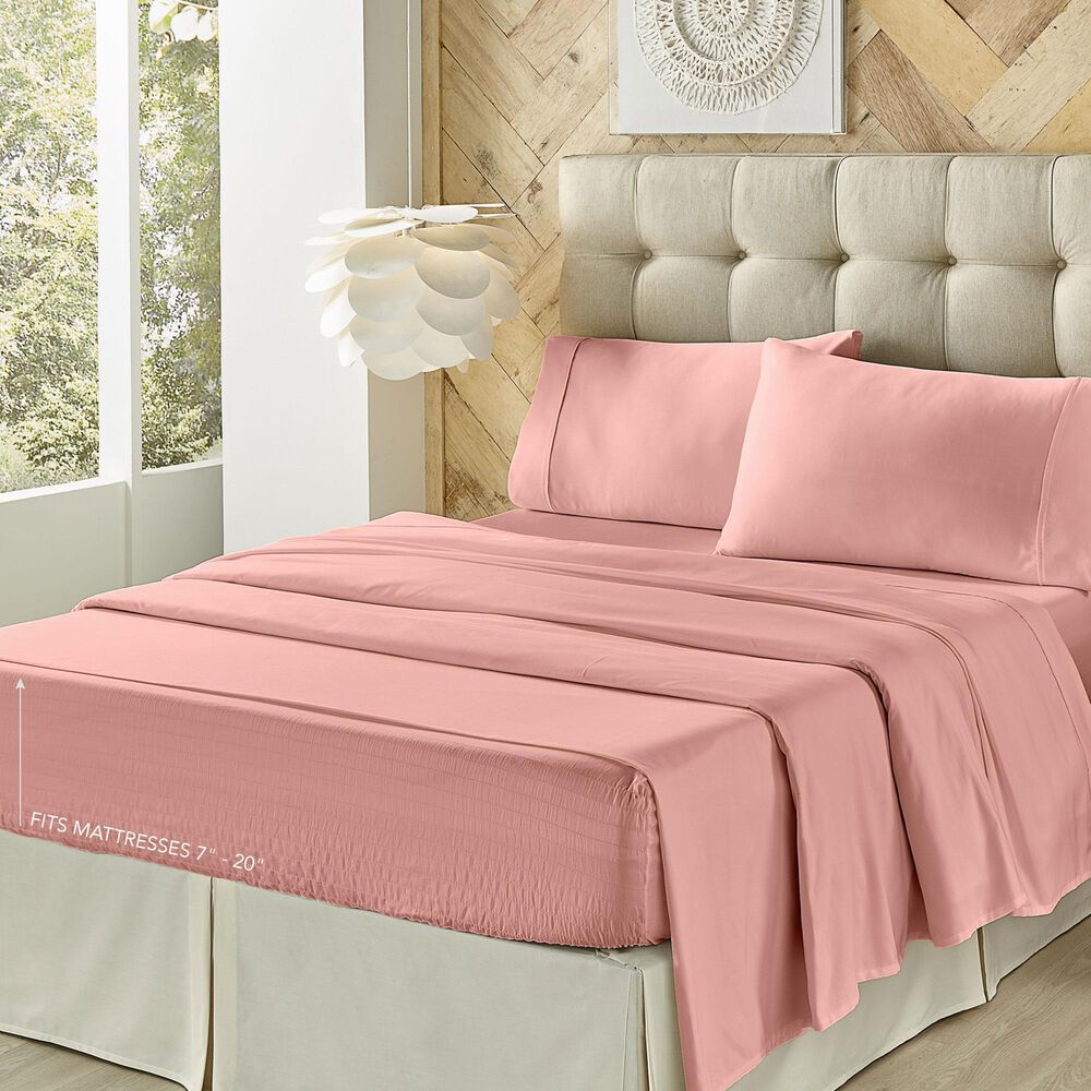 J. Queen New York Royal Fit 4-Piece Full Sheet Set in Rose, , large