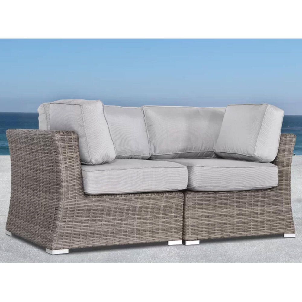 Hearth and Haven 66" Outdoor Loveseat with Cushions in Grey Mix, , large