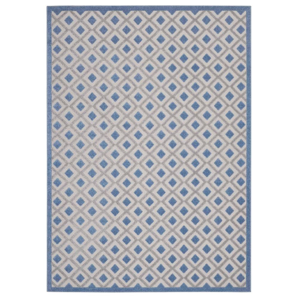 Nourison Aloha ALH26 9"6" x 13" Blue and Grey Indoor/Outdoor Area Rug, , large