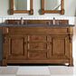 James Martin Vanities Brookfield 60" Double Bathroom Vanity in Country Oak with 3 cm Charcoal Soapstone Quartz Top and Rectangle Sinks, , large