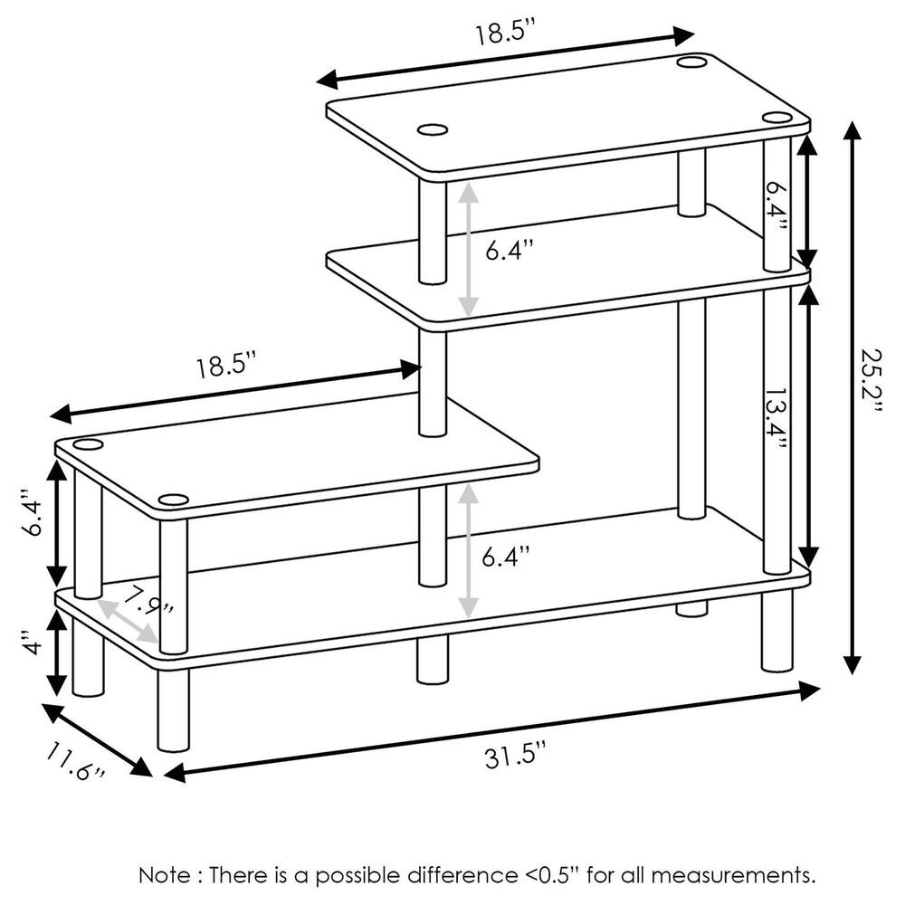 HOMLUX Turn-N-Tube 3-Tier Side Display Rack in Espresso and Black, , large