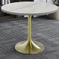 Leisuremod LeisureMod Verve Collection 36 Round Dining Table, Brushed Gold Base with Laminated White Marbleized Top, , large