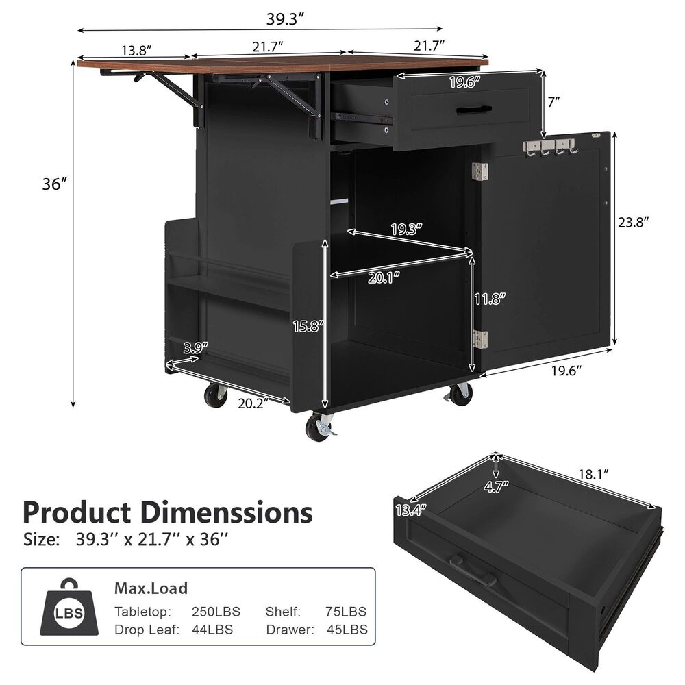 HOMLUX 39" Outdoor Kitchen Island in Black, , large