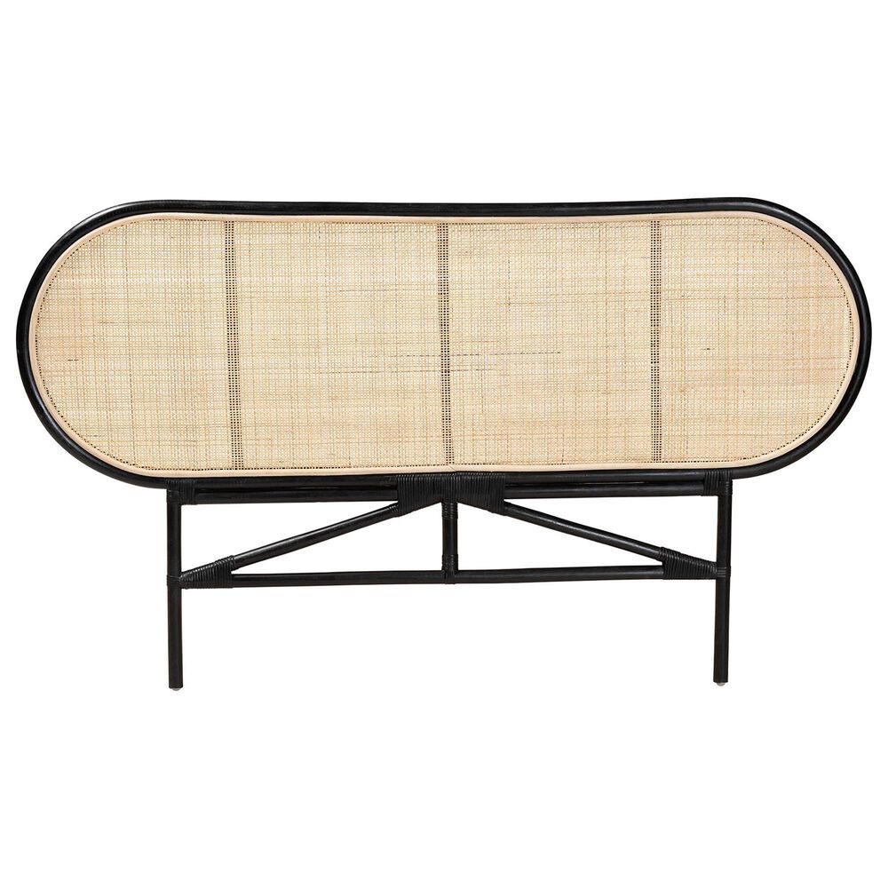 Baxton Studio Reegan Queen Panel Headboard in Black and Natural Brown, , large