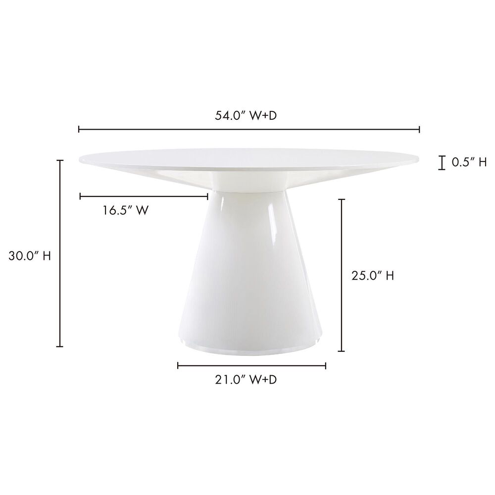 Moe&#39;s Home Collection Otago 54&quot; Round Dining Table in White - Table Only, , large