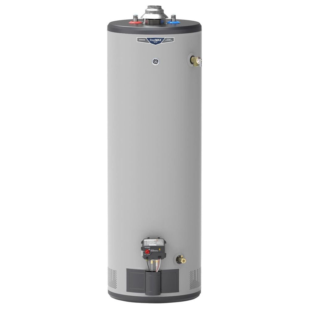 GE Appliances RealMAX Choice 40-Gallon Tall Natural Gas Ultra Low-NOx Atmospheric Water Heater in Gray, , large