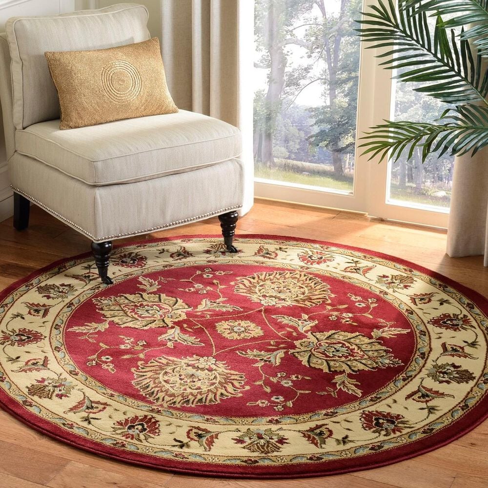 Safavieh Lyndhurst LNH555 5&#39;3&quot; Round Red and Ivory Area Rug, , large