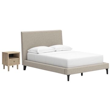 Ashley Cieden Full Bed and Nighstand in Tan, , large
