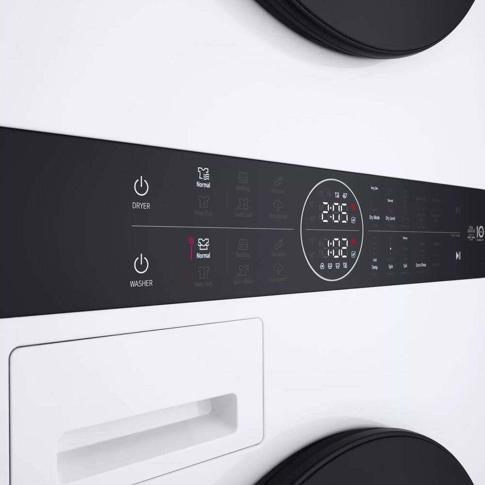 LG 2.4 Cu. Ft. Front Load Washer and 4.2 Cu. Ft. Electric Dryer Stack Laundry in White, , large