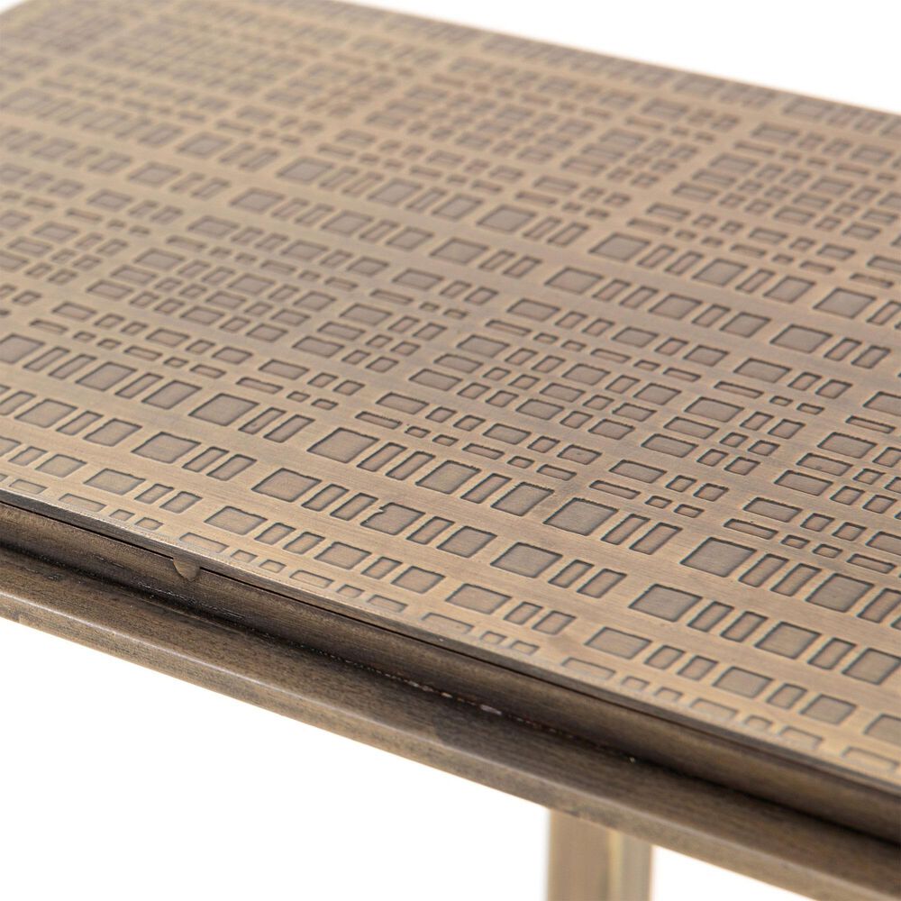 Four Hands Acid Etch C Table in Acid Etched Aged Brass, , large