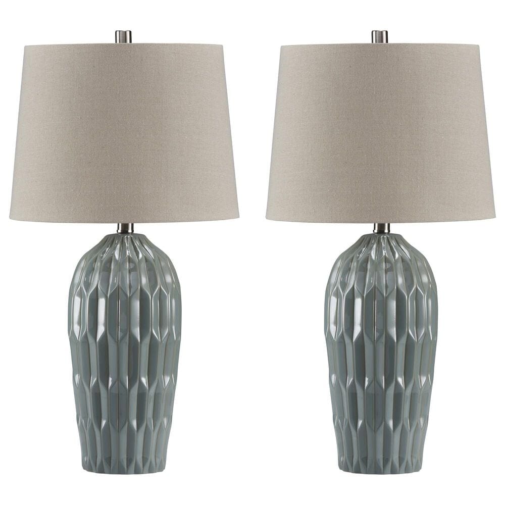 Ashley Hadbury Table Lamp in Pale Blue and Teal (Set of 2), , large