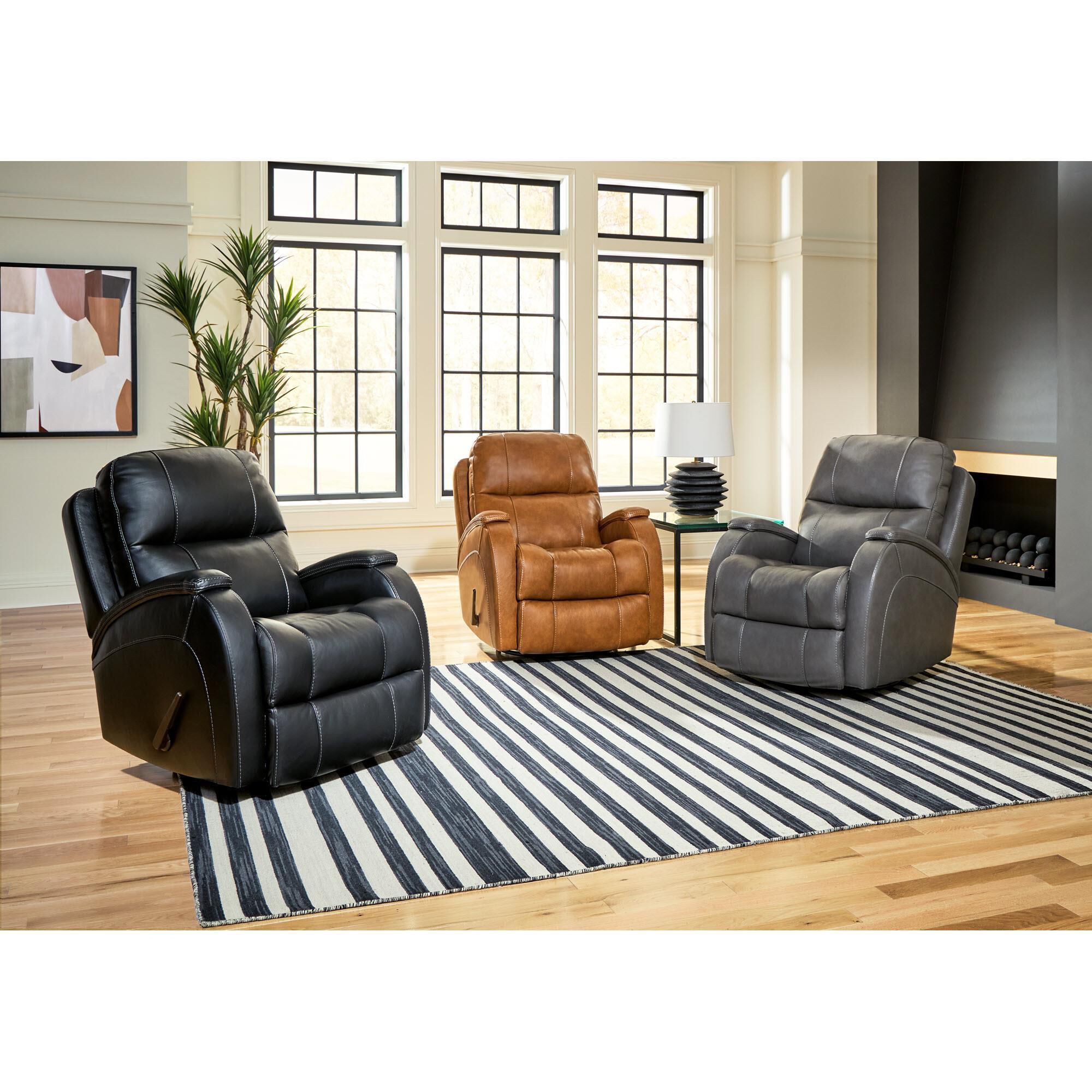 HomeStretch Phantom Swivel Glider Recliner in Black