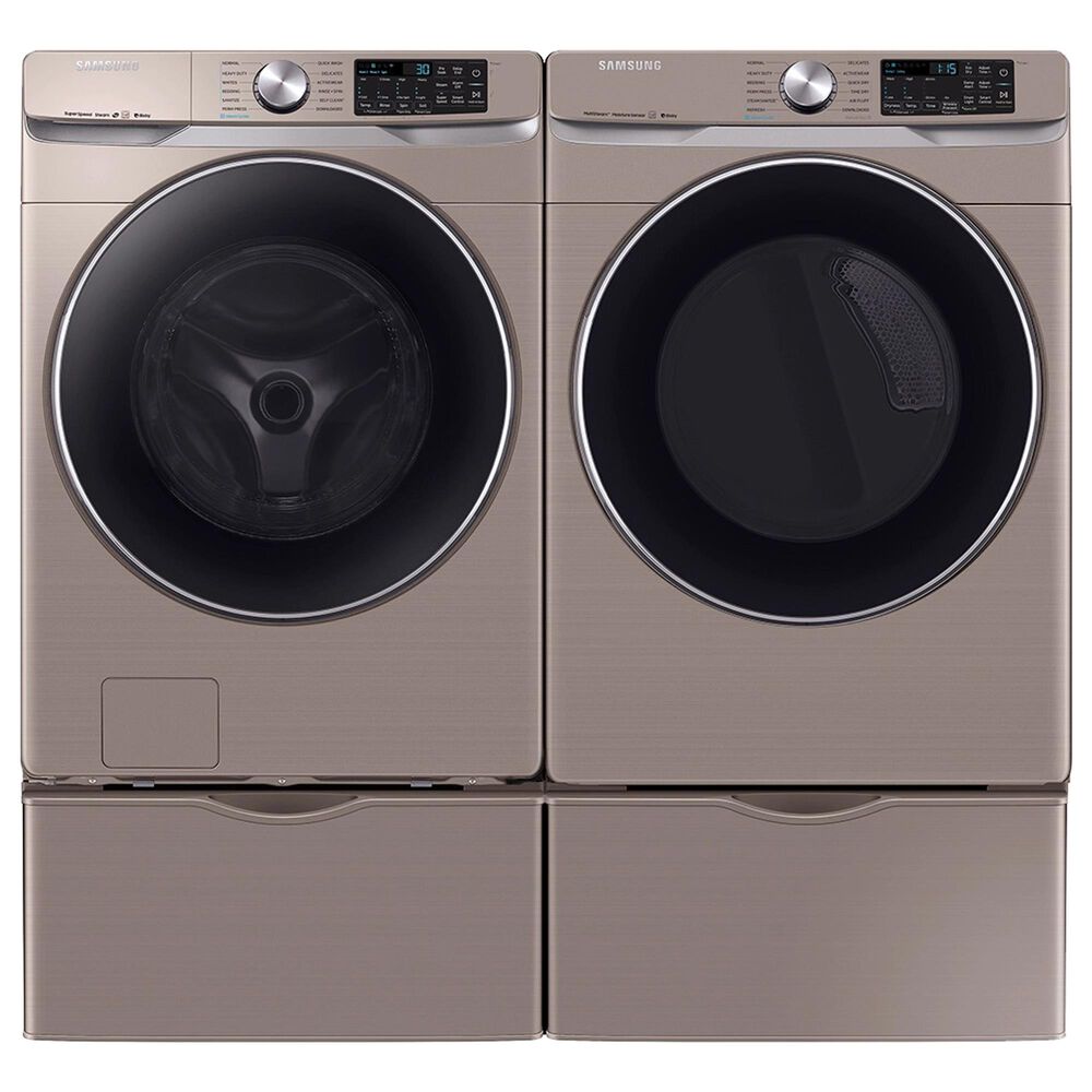 Samsung 4.5 Cu. Ft. Front Load Washer and 7.5 Cu. Ft. Electric Dryer Laundry Pair with Pedestal in Champagne, , large