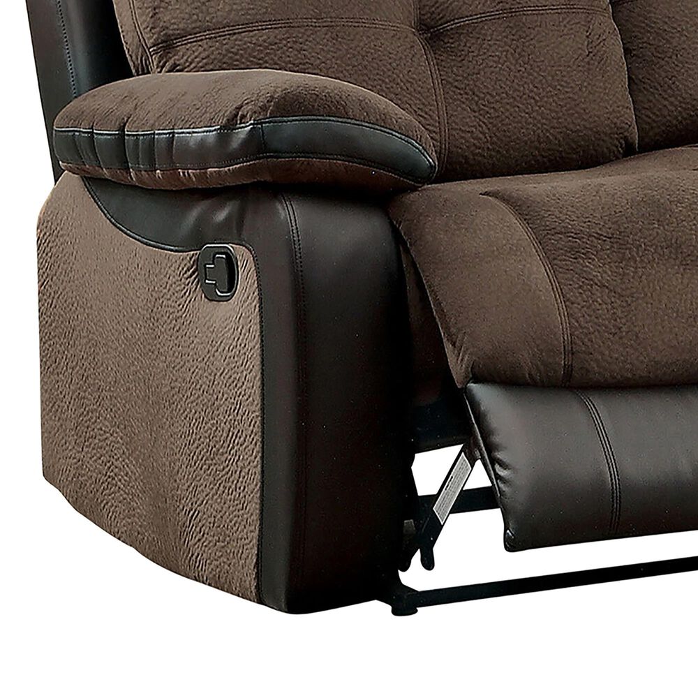 Furniture of America Engel Manual Reclining Sofa and Loveseat Set in Brown and Black, , large