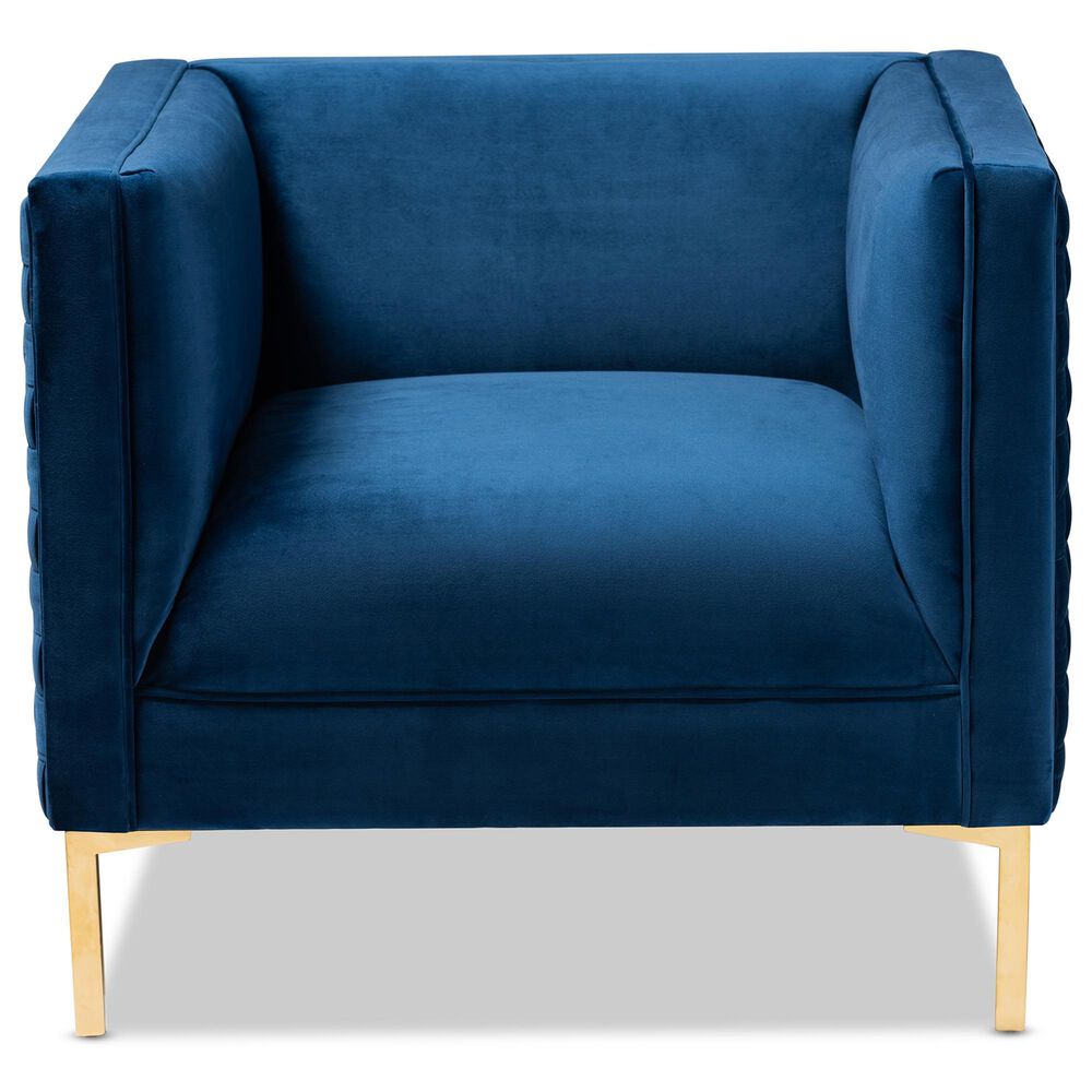 Baxton Studio Seraphin Arm Chair in Navy Blue, , large