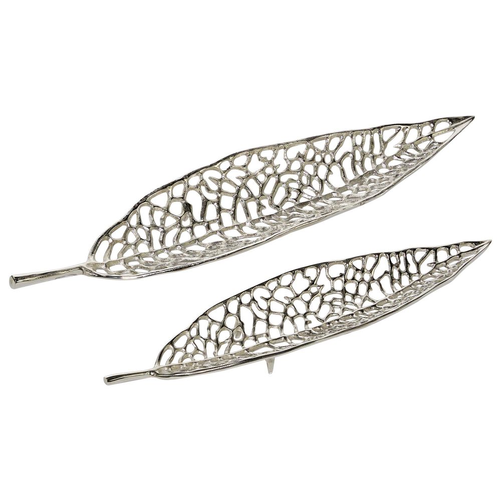 Maple and Jade Glam Metal Tray in Silver (Set of 2), , large