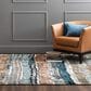 Karastan Epiphany Colorful Waves 8" x 10" Robin"s Egg Area Rug, , large
