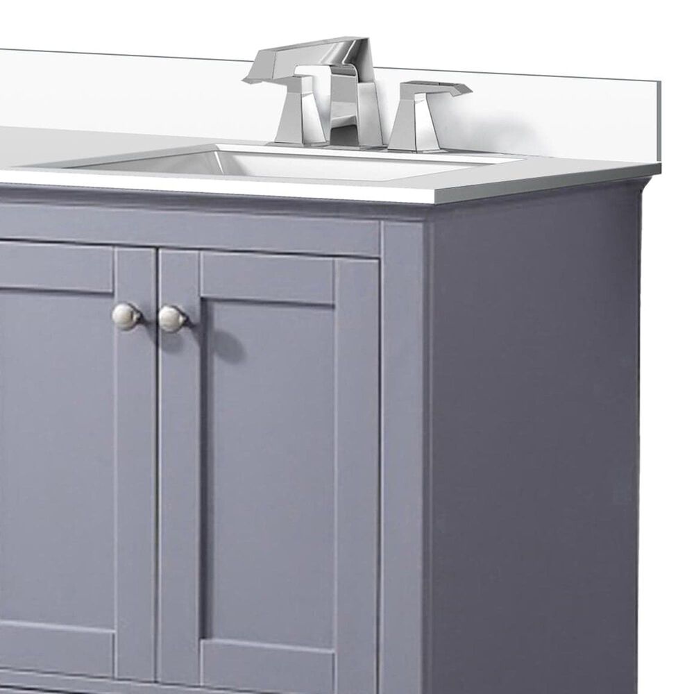 Lexora Home Dukes 60&quot; Double Bathroom Vanity in Dark Grey with White Quartz Top and Rectangular Sinks, , large