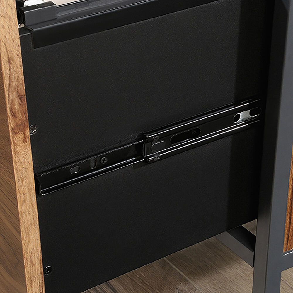 Sauder Nova Loft LShaped Desk in Grand Walnut and Black Shop NFM