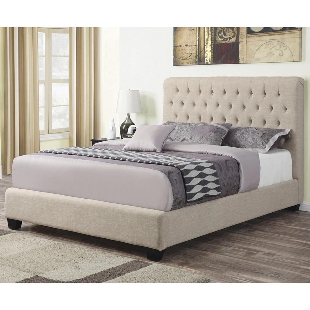 Pacific Landing Chloe King Upholstered Bed in Oatmeal, , large
