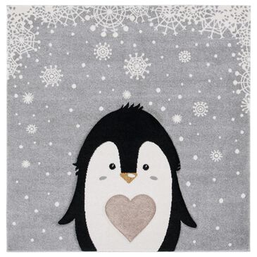 Safavieh Carousel 4" Square Light Grey and Black Kids  Area  Rug, , large