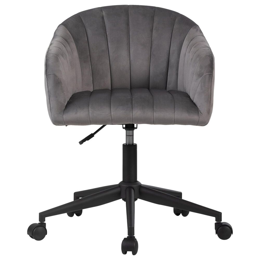 Impressions Vanity Taylor Swivel Vanity Chair with Dark Grey Cushion in Black, , large