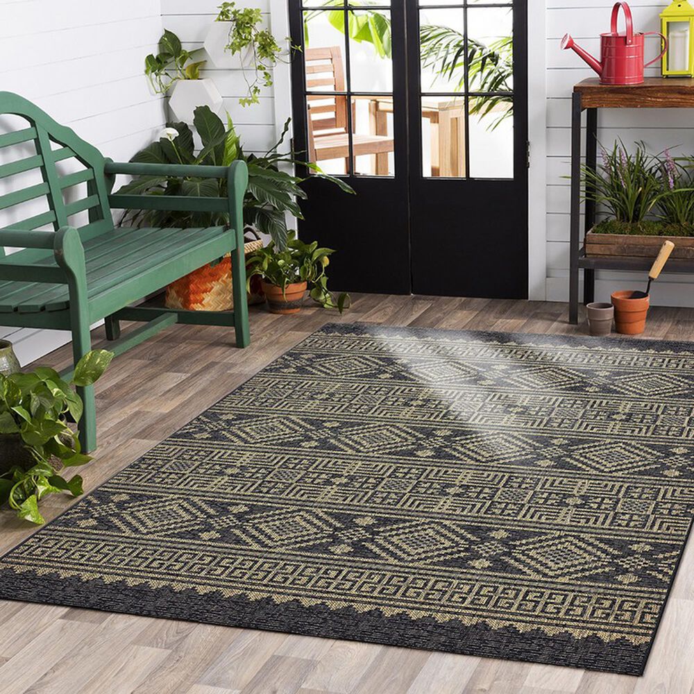 L&amp;R Resources Sun Shower 8&#39; x 10&#39; Black and Brown Indoor/Outdoor Area Rug, , large