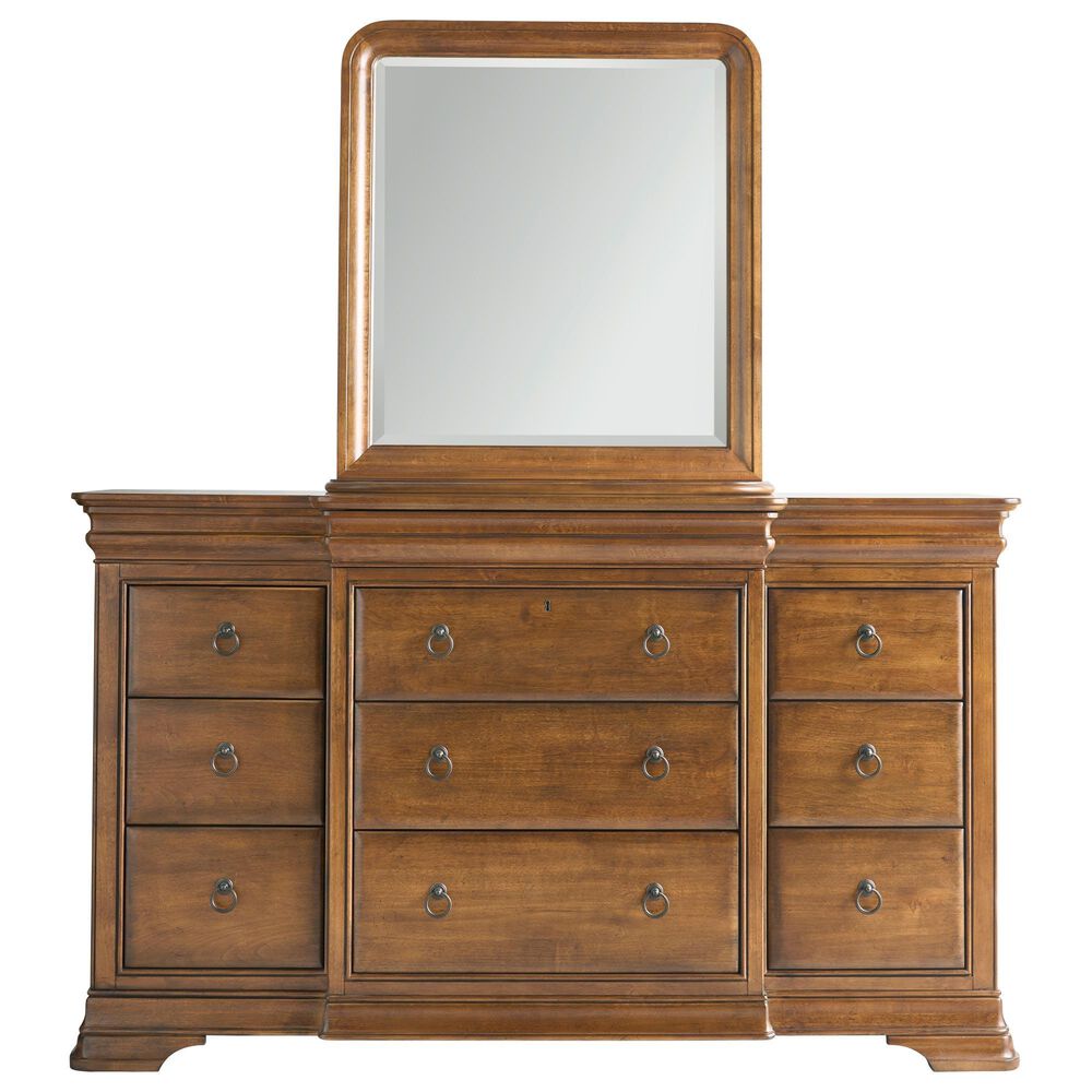 Universal Furniture New Lou 12-Drawer Dresser and Mirror in Cognac, , large
