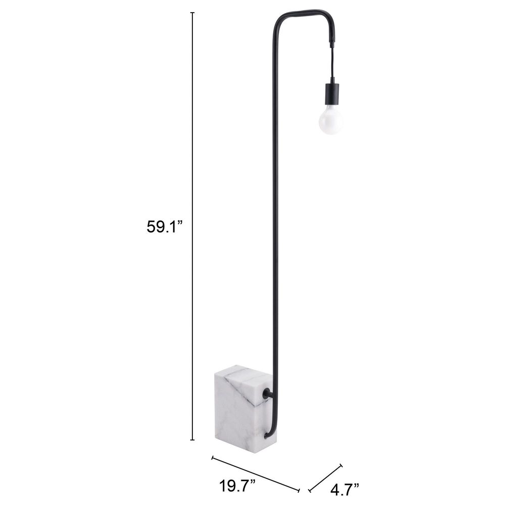 Zuo Modern Lancia Floor Lamp in Black and White Marble, , large