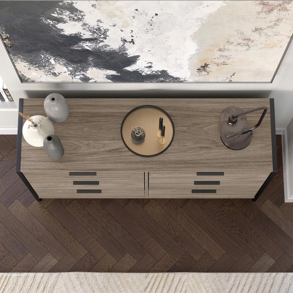 Bush Atria 6-Drawer Dresser in Modern Hickory and Black, , large