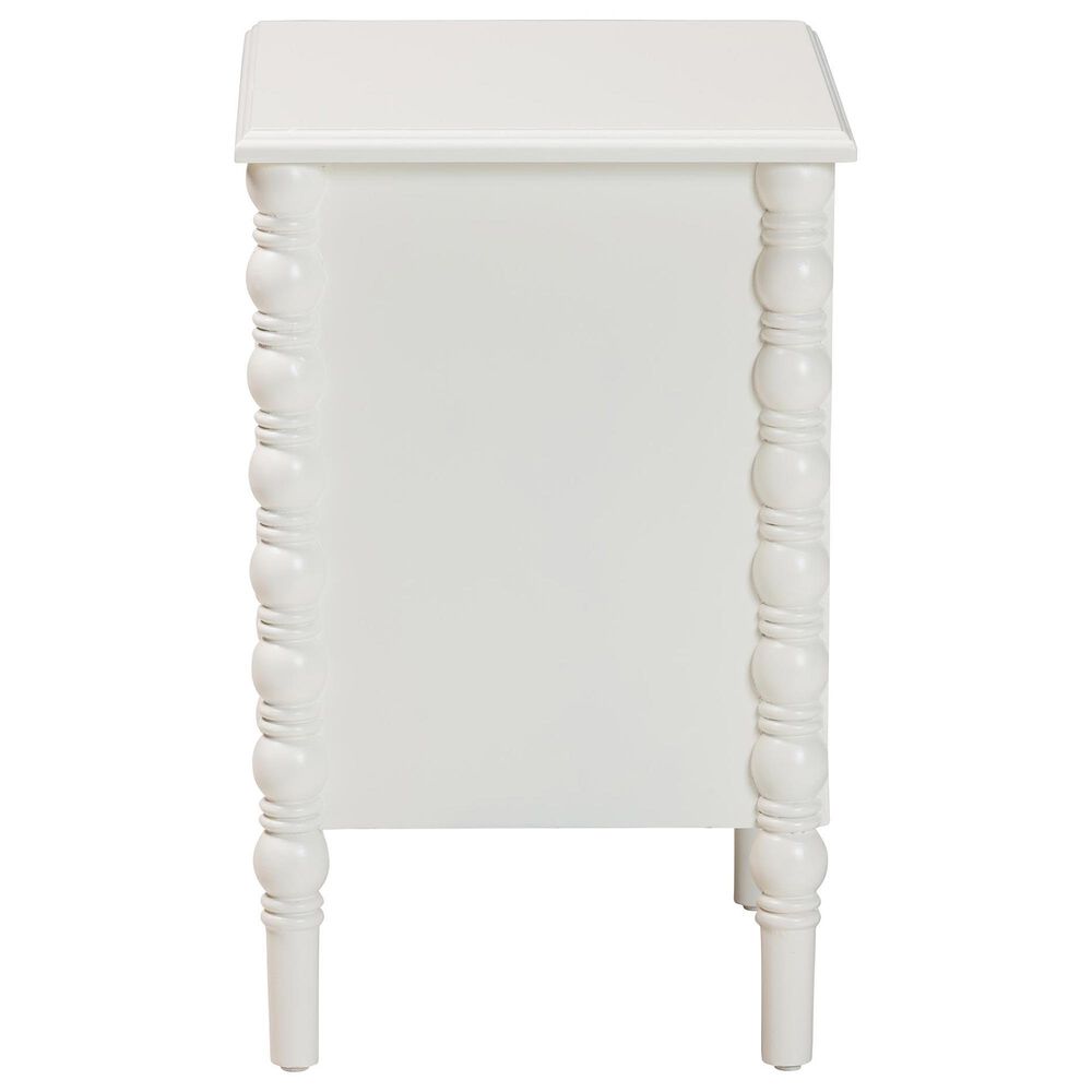 Baxton Studio Malinda 2-Drawer End Table with Spindle Legs in White, , large