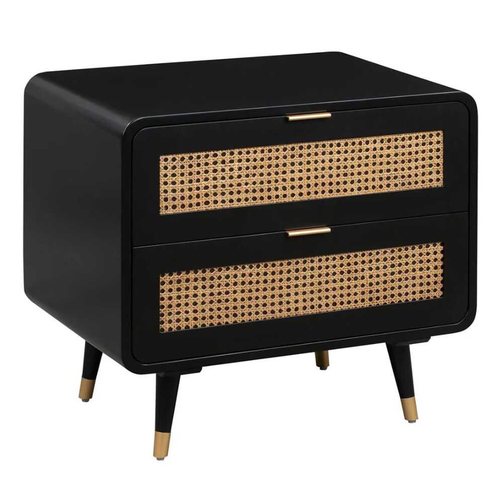 Tov Furniture Christine 2 Drawer Nightstand in Black NFM